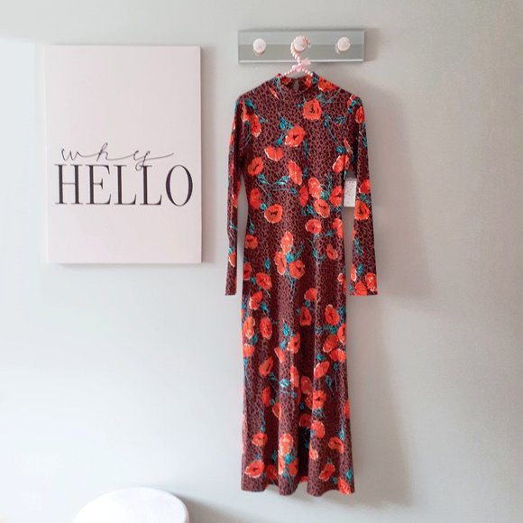 NWT Free People animal print floral midi dress - Picture 16 of 16